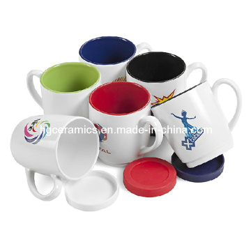 Ceramic Mug with Silicon Bottom, Inside Color Outside White Color